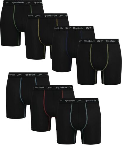 Reebok Mens Boxer Briefs - 7 Pack Stretch Performance Moisture Wicking 6" Inseam Mens Underwear Boxers with Contour Pouch in Kuwait