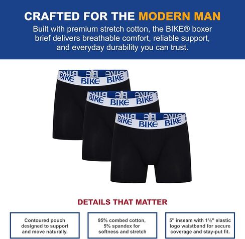 Bike Men's 3-Pack Stretch Cotton Boxer Brief in Saudi Arabia
