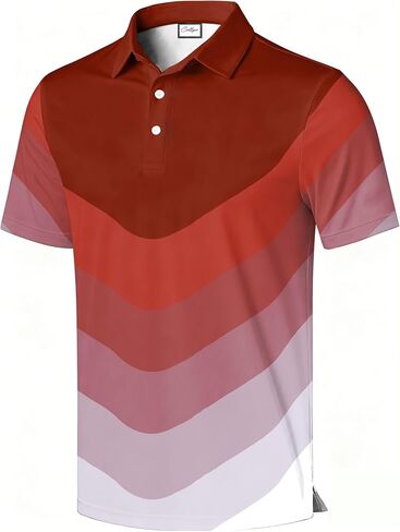 Men's Golf Polo Shirt, Stylish Casual Print, Short Sleeve, Classic Collar, Relaxed Regular Fit in Saudi Arabia