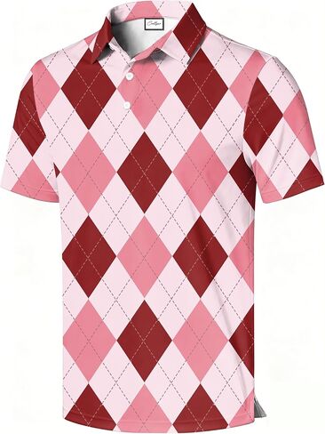 Men's Golf Polo Shirt, Stylish Casual Print, Short Sleeve, Classic Collar, Relaxed Regular Fit in Saudi Arabia