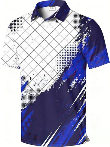 Men's Golf Polo Shirt, Stylish Casual Print, Short Sleeve, Classic Collar, Relaxed Regular Fit in Saudi Arabia