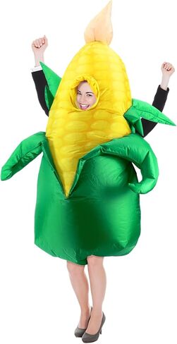 Skylety Corn Inflatable Costume for Adult Corn Inflatable Cosplay Popcorn Crop Outfit Apparel 3D for Women Men Unisex Adult Body for Food Costume Cosplay Party Accessory Favor Supply in Kuwait