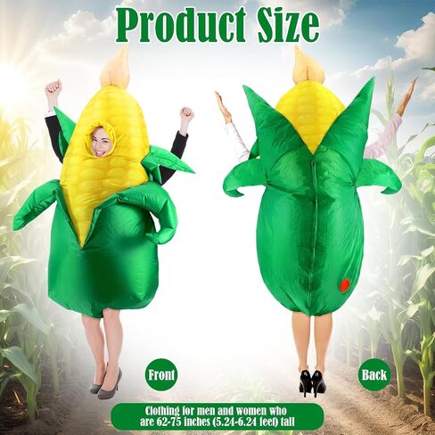 Skylety Corn Inflatable Costume for Adult Corn Inflatable Cosplay Popcorn Crop Outfit Apparel 3D for Women Men Unisex Adult Body for Food Costume Cosplay Party Accessory Favor Supply in Kuwait