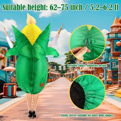 Skylety Corn Inflatable Costume for Adult Corn Inflatable Cosplay Popcorn Crop Outfit Apparel 3D for Women Men Unisex Adult Body for Food Costume Cosplay Party Accessory Favor Supply in Kuwait