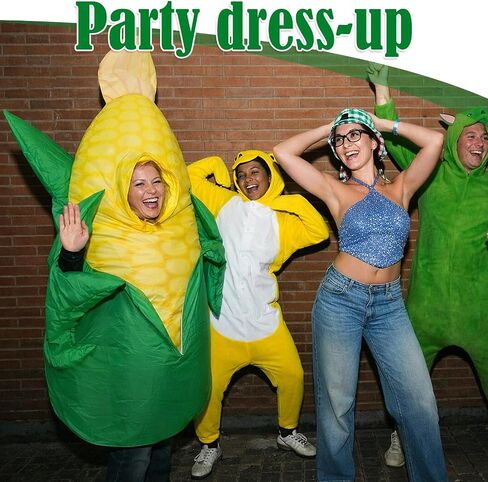 Skylety Corn Inflatable Costume for Adult Corn Inflatable Cosplay Popcorn Crop Outfit Apparel 3D for Women Men Unisex Adult Body for Food Costume Cosplay Party Accessory Favor Supply in Kuwait