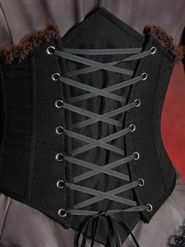MEOWCOS Gothic Vintage Set U-Neck Top Ruffled Skirt with Corset and Gloves Halloween Costume in Kuwait