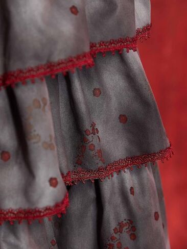 MEOWCOS Gothic Vintage Set U-Neck Top Ruffled Skirt with Corset and Gloves Halloween Costume in Kuwait