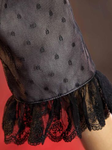 MEOWCOS Gothic Vintage Set U-Neck Top Ruffled Skirt with Corset and Gloves Halloween Costume in Kuwait