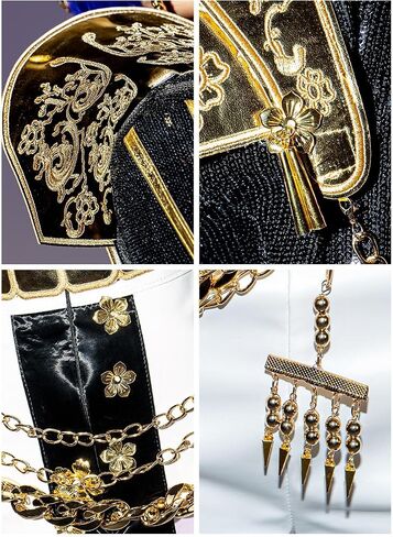 OSIAS Women Rumi Cosplay Costume Golden Stage Outfit Black With Sequined Design in Kuwait