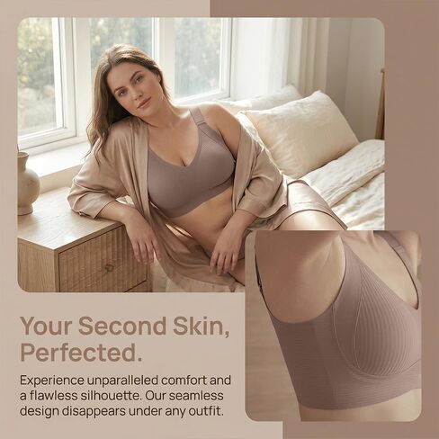 4pcs Set, Seamless, Comfortable, No Underwire, Back Clasp in Kuwait