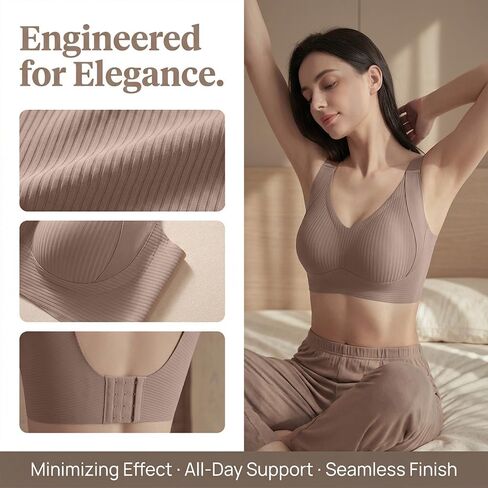 4pcs Set, Seamless, Comfortable, No Underwire, Back Clasp in Kuwait