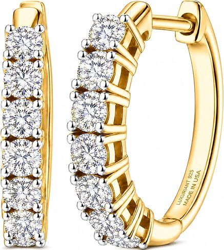 Shop LC 1 Carat Lab Grown Diamond Hoop Earrings for Women | G-H Color SI Clarity | Prong Set | 925 Sterling Silver | Round | Fine Jewelry in Kuwait