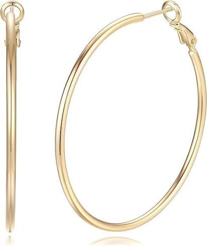 14K Gold Hoop Earrings for Women Trendy Gold Earrings Polished Chunky Hoop Earring Classic Dainty Earring for Women in Saudi Arabia