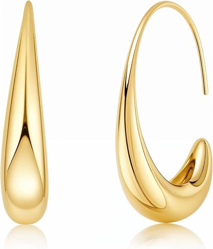 HighSpark Gold Teardrop Hoop Earrings for Women | 18k Gold Plated Statement Oval Earrings | Jewelry Gift in Saudi Arabia