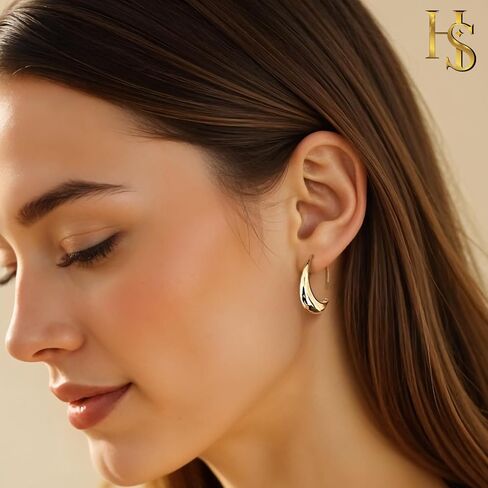 HighSpark Gold Teardrop Hoop Earrings for Women | 18k Gold Plated Statement Oval Earrings | Jewelry Gift in Saudi Arabia