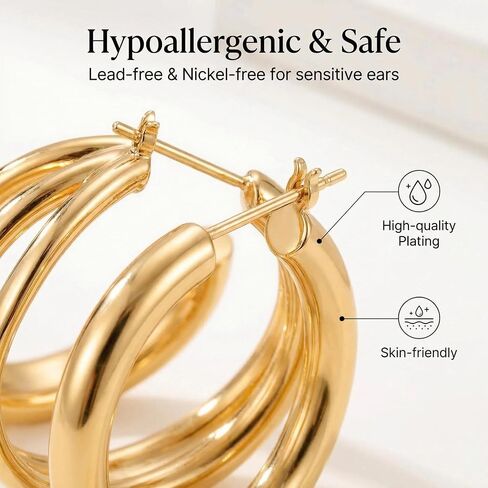 24 Pairs Gold Hoop Earrings Set for Women - Hypoallergenic Chunky Chain Twisted Hoop Earrings Pack, Fashion Lightweight Dangle Earrings Jewelry Set Gift in Kuwait