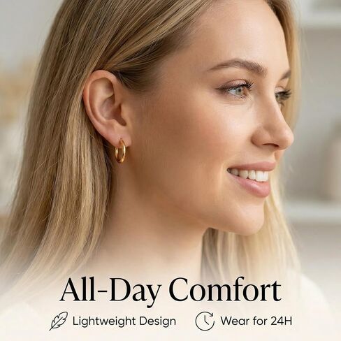 24 Pairs Gold Hoop Earrings Set for Women - Hypoallergenic Chunky Chain Twisted Hoop Earrings Pack, Fashion Lightweight Dangle Earrings Jewelry Set Gift in Kuwait