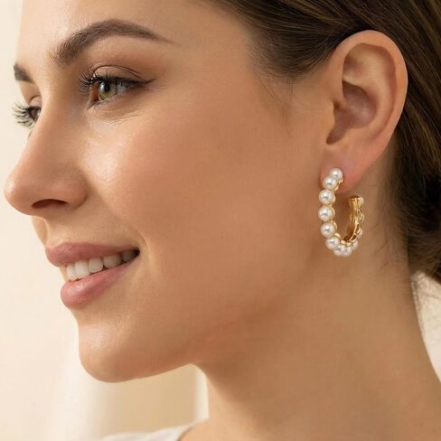 24 Pairs Gold Hoop Earrings Set for Women - Hypoallergenic Chunky Chain Twisted Hoop Earrings Pack, Fashion Lightweight Dangle Earrings Jewelry Set Gift in Kuwait