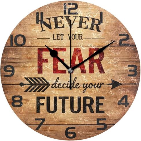 ALAZA Inspirational Quote Round Wall Clock, Silent Non Ticking Oil Painting Home Office School Decorative Clock Art in Kuwait