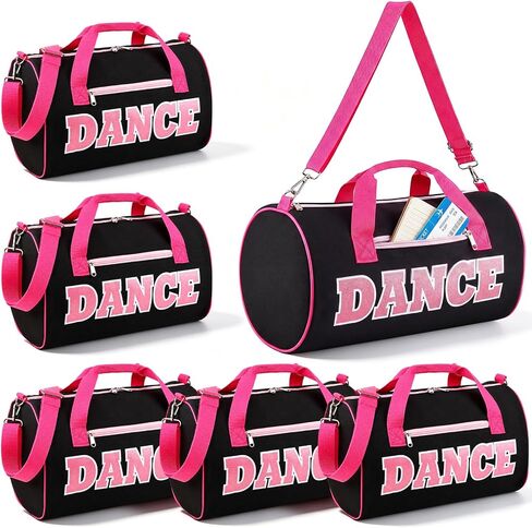 Shinylin 6 Pack Dance Bags Large Capacity Duffle Bags with Plush Chenille "Dance" Letters, Sport Gym Bag for Dancers Athletes Gifts in Ballet Class Sports Overnight Travel, 15"L x 9"W x 9"H in Saudi Arabia