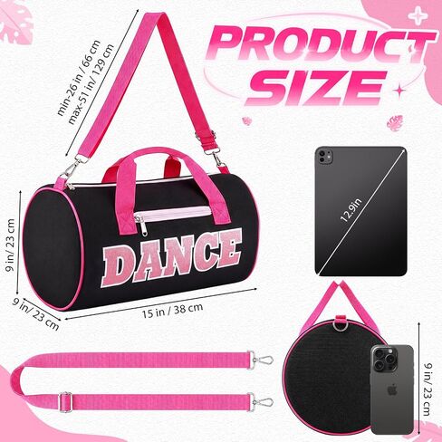 Shinylin 6 Pack Dance Bags Large Capacity Duffle Bags with Plush Chenille "Dance" Letters, Sport Gym Bag for Dancers Athletes Gifts in Ballet Class Sports Overnight Travel, 15"L x 9"W x 9"H in Saudi Arabia