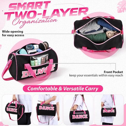 Shinylin 6 Pack Dance Bags Large Capacity Duffle Bags with Plush Chenille "Dance" Letters, Sport Gym Bag for Dancers Athletes Gifts in Ballet Class Sports Overnight Travel, 15"L x 9"W x 9"H in Saudi Arabia