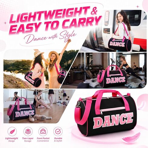 Shinylin 6 Pack Dance Bags Large Capacity Duffle Bags with Plush Chenille "Dance" Letters, Sport Gym Bag for Dancers Athletes Gifts in Ballet Class Sports Overnight Travel, 15"L x 9"W x 9"H in Saudi Arabia