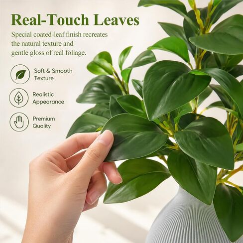 Cikuco 16.5" Artificial Eucalyptus Stems Potted Plant Faux Desk Plants,Real-Touch Greenery Stems with Vase, Fake Potted Plant for Farmhouse Home Office Decor in Saudi Arabia