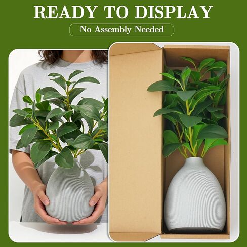 Cikuco 16.5" Artificial Eucalyptus Stems Potted Plant Faux Desk Plants,Real-Touch Greenery Stems with Vase, Fake Potted Plant for Farmhouse Home Office Decor in Saudi Arabia