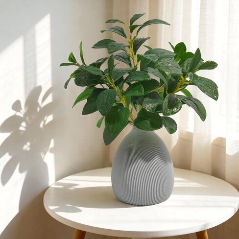 Cikuco 16.5" Artificial Eucalyptus Stems Potted Plant Faux Desk Plants,Real-Touch Greenery Stems with Vase, Fake Potted Plant for Farmhouse Home Office Decor in Saudi Arabia