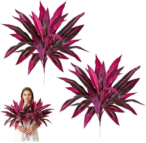 2PCS Artificial Tropical Plant UV Resistant Large Faux Plants Outdoor Fake Boston Ferns Potted Plants Realistic Agave Plastic Hostas Greenery Patio Outside Shrubs Flower Grass Front Porch Decor in Saudi Arabia