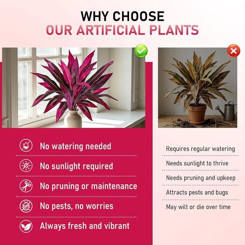 2PCS Artificial Tropical Plant UV Resistant Large Faux Plants Outdoor Fake Boston Ferns Potted Plants Realistic Agave Plastic Hostas Greenery Patio Outside Shrubs Flower Grass Front Porch Decor in Saudi Arabia