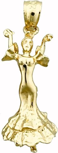 14K Solid Gold 3D Spanish Flamenco Dancer Charm in Saudi Arabia