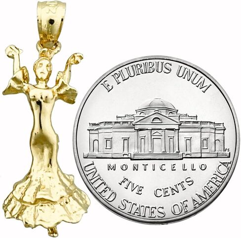 14K Solid Gold 3D Spanish Flamenco Dancer Charm in Saudi Arabia
