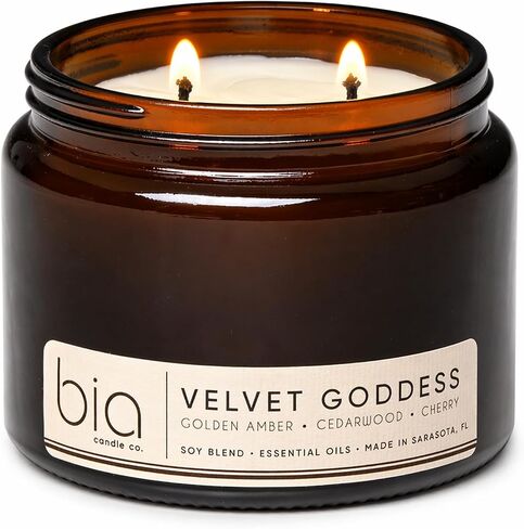 Velvet Goddess, Cherry Jasmine Amber Soy Candle, Rose Vanilla Cassis, Dual Lead-Free Wicks, High Fragrance Load, Reusable Glass Jar, Luxury Home Fragrance, 15 oz in Kuwait