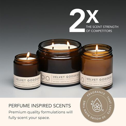 Velvet Goddess, Cherry Jasmine Amber Soy Candle, Rose Vanilla Cassis, Dual Lead-Free Wicks, High Fragrance Load, Reusable Glass Jar, Luxury Home Fragrance, 15 oz in Kuwait