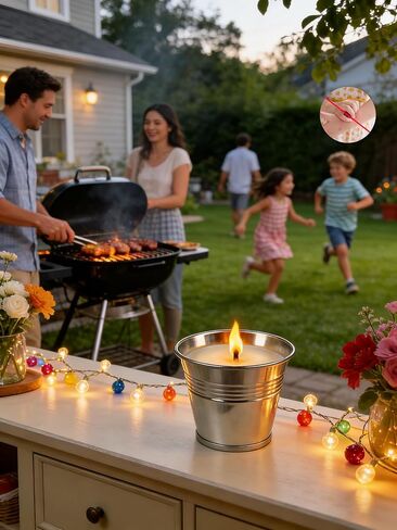 Citronella Candles Outdoor,Novel Steel Design 12-Pack,Use Natural Soy Wax & Citronella,15-Hour 2 oz Bucket Candles for Garden Camping Patio Backyard Balcony Family Party in Kuwait