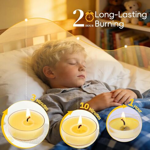 12 Pack Pure Beeswax Tea Light Candles-Natural Beeswax Tealight Candles-2 Hour Short Burn Time Tea Candle for Meditation, Yoga,Shabbat and Home Decor Air Purifying-Smokeless in Kuwait