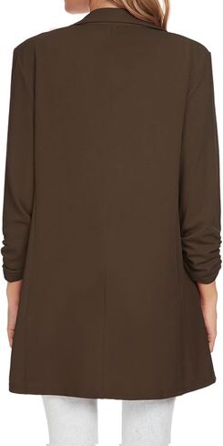 Unifizz Long Blazer Jackets for Women Button Front Casual Long Sleeve Notched Lapel Slim Work Office Blazer Jacket Suit #Dark Brown,Size XL#, X-Large in Kuwait