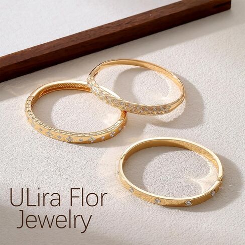 3PCS - Gold Bangle Bracelet for Women, 18K Gold Plated Love Bracelet, Dainty Vintage Trendy, Waterproof, Non Tarnish, Fashion Jewelry Accessories, Gift Idea for Mother's Day, Valentine's Day, Christmas and Birthdays in Kuwait