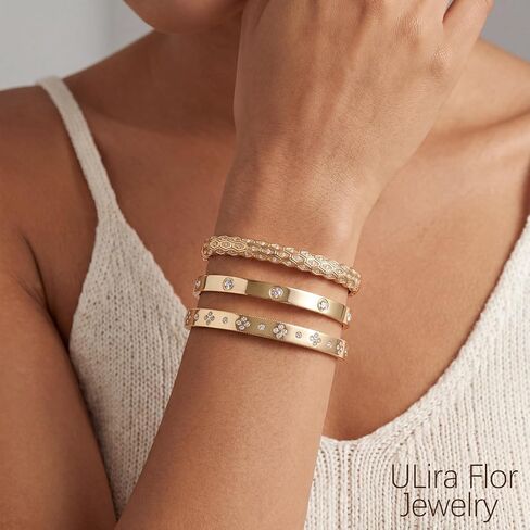 3PCS - Gold Bangle Bracelet for Women, 18K Gold Plated Love Bracelet, Dainty Vintage Trendy, Waterproof, Non Tarnish, Fashion Jewelry Accessories, Gift Idea for Mother's Day, Valentine's Day, Christmas and Birthdays in Kuwait