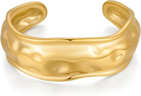 Chunky Gold Bracelet for Women - 14K Gold Plated Wide Open Bangle Trendy Boho Statement Bangle Bracelet Fashion Jewelry Gift in Saudi Arabia