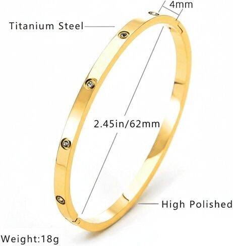 14K Gold Plated Love Bangle Bracelets Titanium Steel Gold Silver Rose Gold Oval Bracelet Cubic Zirconia 62mm Diameter Bracelet Bangle Jewelry Gifts for Women in Kuwait