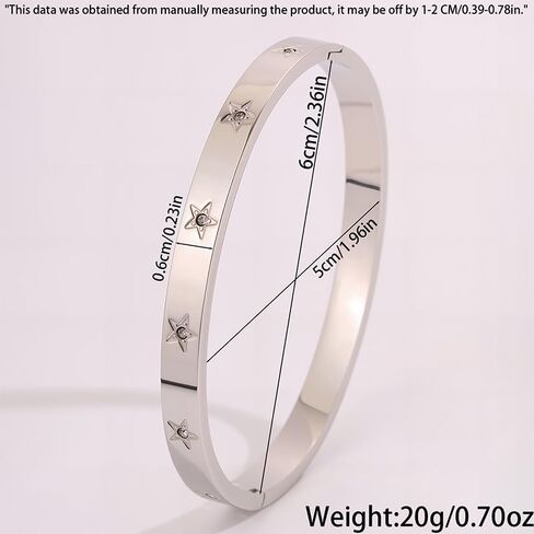 Star Sliver Plated Rhinestone Bangle Bracelets Stainless Steel Bangle Durable Celestial Everyday Jewelry in Kuwait