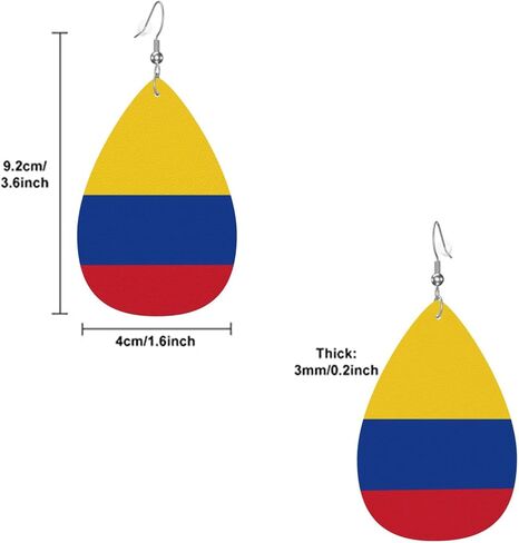 DUIYWFH Colombia Flags Of Countries Faux Leather Earrings For Women Teardrop Dangle Earrings in Saudi Arabia