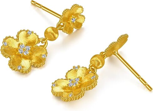 CHOW SANG SANG Gold Rhyme 999 Gold Diamond Four-Leaf Clovers Earrings for Women 96153E in Kuwait