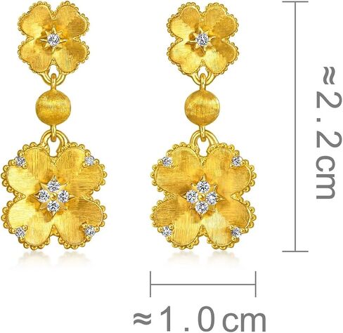 CHOW SANG SANG Gold Rhyme 999 Gold Diamond Four-Leaf Clovers Earrings for Women 96153E in Kuwait