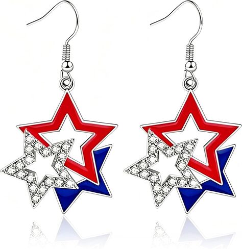 4th of July Earrings for Women, Red White Blue Patriotic Earrings in Kuwait