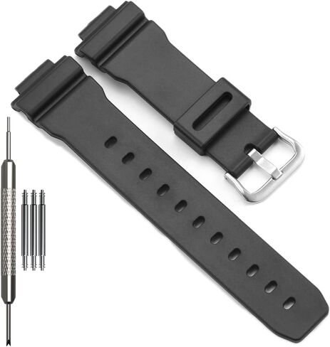 Resin Strap Compatible with Casio DW9052 Series Mens Watch Band DW9052-1V DW9052-1BCG Black Sport Bracelet in Kuwait