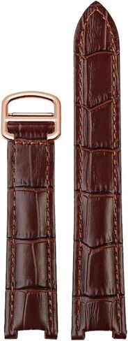 SKM Genuine Leather Watchband Men Women for Cartier Pasha W3108/HPI004 Folding Buckle Concave Strap 21x15m 20x12mm 18x10mm Watchbands (Color : Brown Rose Gold, Size : 21.15mm) in Saudi Arabia